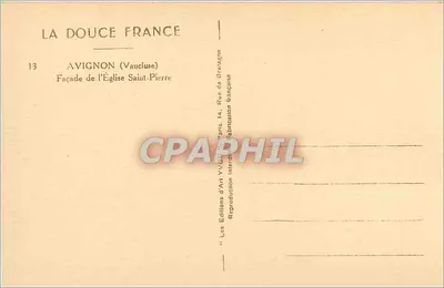 Avignon (Vaucluse) — Façada Katedry św. Piotra — Wydawnictwo Sztuki Vaucleuse — Rewers