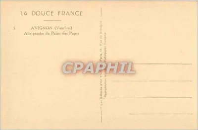 Avignon — Ala esquerda do Palácio dos Papas — Edições d'Art Vaucilus, Paris — Verso