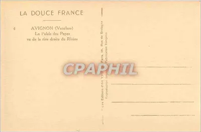 Avignon — O Palácio dos Papas visto da margem direita do Ródano — Les Éditions d'Art Yvon — Verso
