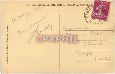 Igreja abbatial de SOLESMES - Saint-Pierre (século XV) — J. Malicot, fot. Sable, n°31 — Verso