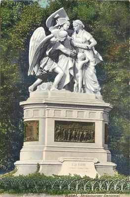 Basel, Monumento de Strassburg — Homenagem à Suíça — editor Wilhelm Frey, n° 345