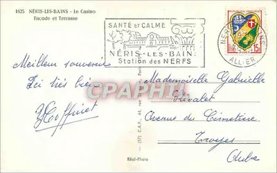 Néris-les-Bains - O Casino — Fachada e Pátio — Réal-Photo — Verso