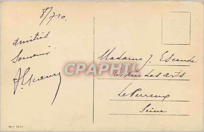 Port morski — parowóz i jacht — wydawca nieznany — Rewers