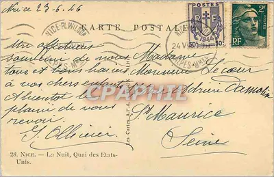 Nacht in Nizza — Ansicht des Hafens — Les Cartes A.P.A. — Serie 28 — Rückseite