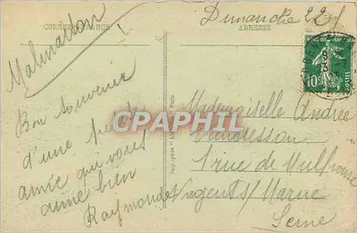 Zamek La Malmaison, z strony wejścia — Stara pocztówka nr 44 — wydawca nie widoczny — Rewers