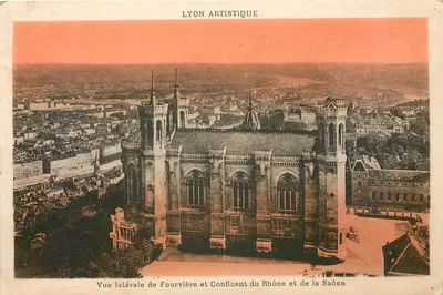 Vista lateral de Fourvière e Conflito do Rio Ródano e Saône — Lyon Artistique