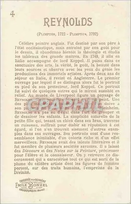 Reynolds — Pintor inglês (1723-1792) — B. Girven, Imp. Édit. Toulouse Paris — Verso