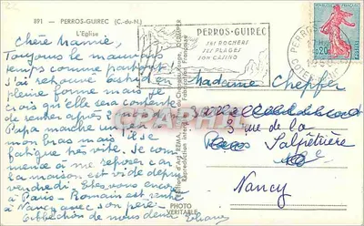 Igreja de Perros-Guirec — Côte d'Armor — Éditions d'Art Rêma, n°891 — Verso