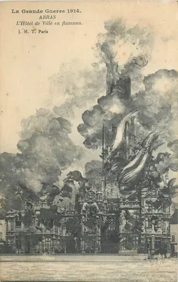 Arras — O Hotel de Ville em chamas — J. M. T. Paris