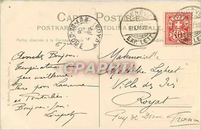 Montreux i Dent-du-Midi — widok panoramiczny — wydawca E. Hildy, Genewa, nr 217 — Rewers