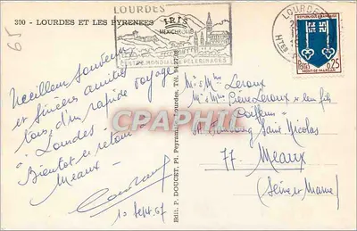 Lourdes i Pireneje — panoramiczny widok gór — Wyd. P. Doucet, nr 300 — Rewers