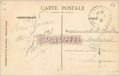 Lourdes — Bazylika i rzeka Gave — Stowarzyszenie Pałacu Lourdes — Rewers