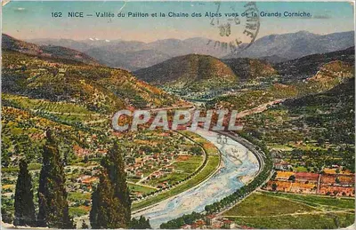 Nice — Vale do Paillon e a Cadeia dos Alpes vistas da Grande Corniche — editor Photochrome A.D.H. (Nice)