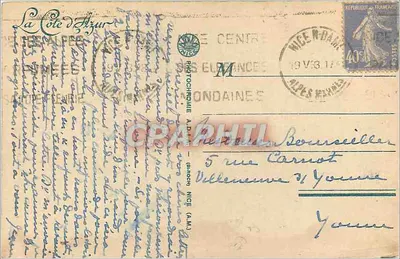Nice — Vale do Paillon e a Cadeia dos Alpes vistas da Grande Corniche — editor Photochrome A.D.H. (Nice) — Verso