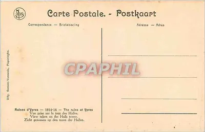 Ruiny Ypres — 1914-18 — Widok wykonany z wieży Halles — Rewers