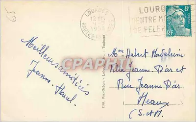 Lourdes — widok z bazyliki i mostu — wydawca S. et H. — Rewers