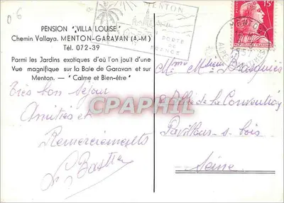Pensión 'Villa Louise' — Menton — Reverso