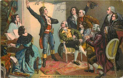 Rouget de Lisle cantando a Marselhesa — d'après P. L. — editor não visível