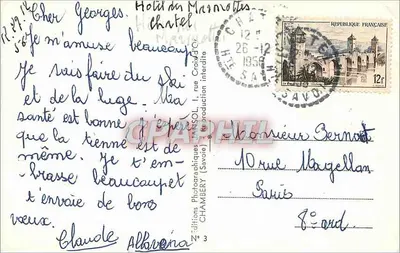 Zasnieżony krajobraz — sosny pokryte śniegiem — wydawca: Téditions Photographiques CHAMBERY (Savoie) n°3 — Rewers