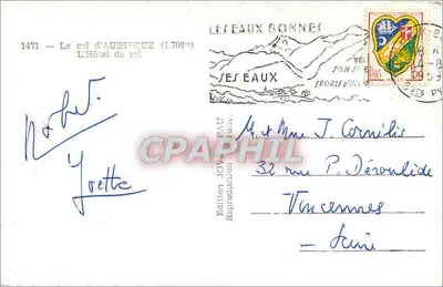 Il Col d'Aubisque (1.708m) — L'Hotel du Col — Edizione Jova Pau — Verso
