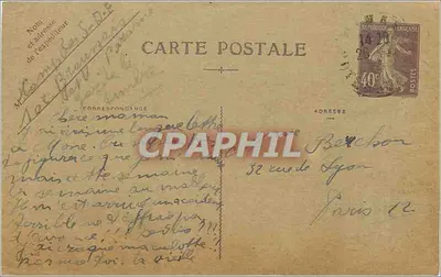 Carta postal de correspondência — texto manuscrito — editor desconhecido