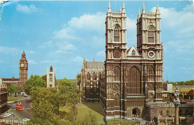 Abadia de Westminster e Big Ben — Série Natural Colour — The Photographic Greeting Card Co. Ltd., Londres, n°184