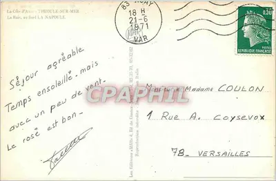 Vista da Costa Azul — Théoule-sur-Mer — Edições Les Éditions 42/81s — Verso