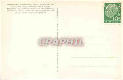 Restaurante de montanha Humboldthöhe — Valledar a. Rh. — Verlag K.G. Sommer Bad Ems — Verso