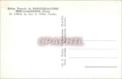 Hôtel du Parc — Estação Termal de Bagnolès-de-l'Orne — Ed. R. Gallois — Verso