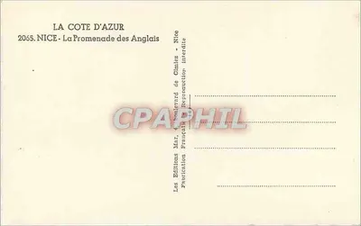 Nice — Promenada Anglijska — Wydawnictwo Mar, 4 bulwar Chinez — Reprodukcja zabroniona — Rewers