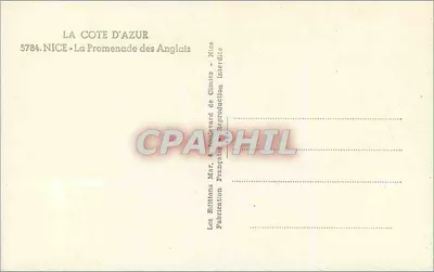 Nice - A Promenade dos Ingleses — Les Éditions Mar, n° 5784 — Verso
