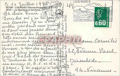 Lourdes — De Basiliek en de Bruggen — Onbekende uitgever, serie-nummer niet zichtbaar — Achterkant