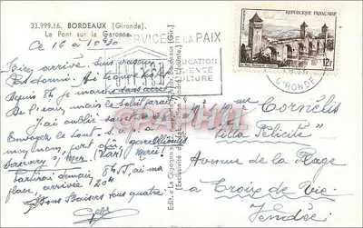 Ponte sobre a Garonne — Bordeaux — Ed. La Cigogne — Verso