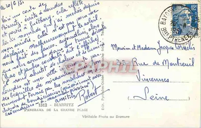 Biarritz — Grande Plage — Édit. Pyrénées-Océan - 1312 — Rewers
