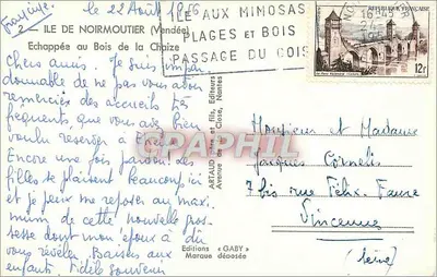 Gaby — Vista da praia — Edições Artaud e filhos, Gaby — Verso