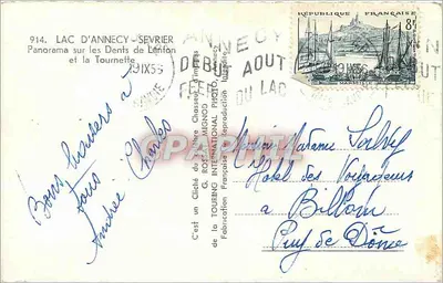 Lago de Annecy - Sevrier — Panorama sobre as Dentes de Léfon e a Tournette — G. Rossignol, n°914 — Verso