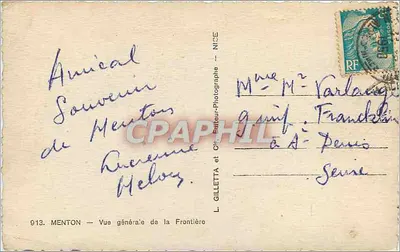 Menton — Ogólny widok granicy — L. Gilletta, fotograf — Rewers