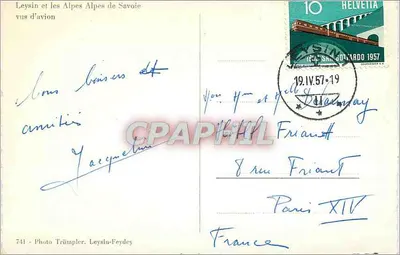 Leysin i Alpy Savoijskie widziane z lotu — Foto Trümpler, Leysin-Feydey, nr 741 — Rewers