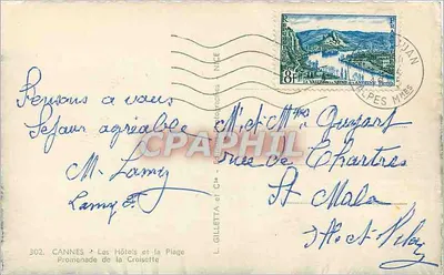 Cannes - Hotele i plaża — Promenade de la Croisette — L. Gilletta et Cie — Rewers