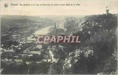 Dinant — Vista geral e a Torre de Mont-Fort (o ponto mais alto da cidade) — N. S. Bruxelles