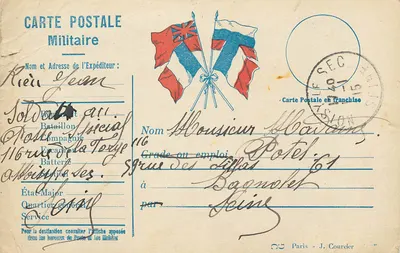 Carta Postal Militar — França / Reino Unido — Paris - J. Courcier