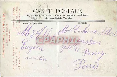 Fontainebleau — Vista sobre o lago — Chemiserie A. PILLET — Verso