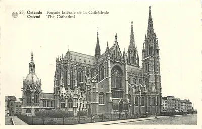 Ostende — Fachada lateral da Catedral — editor AIBERT, n°28