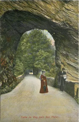 Parte im Weg nach Bad Pfäfers — vista de um túnel rochoso — Fotografie v. Johann Fetzer, Ragaz