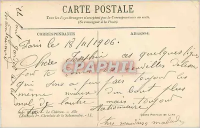 Fireplace of the Salamander — Castle of Aile — Luxury Postcard — Back