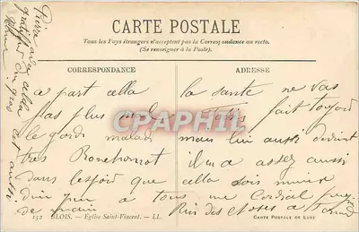 Igreja de São Vicente — Blois — Carte Postale de Luxe — Verso