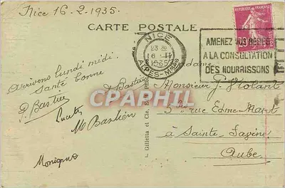 Nice - Rauba Capeu — Terrasse du Soleil — editor L. Gillela et Cie, n° 63 — Verso