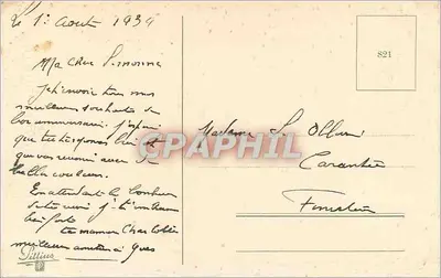 Arranjo de rosas — Aniversário — Editor não identificado, n° de série 821 — Verso