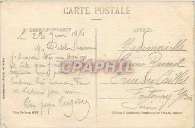 Meninas Alsacianas — série 598 — Edição Chadorne, Faubourg de France, Belfort — Verso