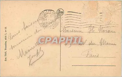 Bruxelas — Casa do Rei — editor Eim. Thill, série I, n°13 — Verso
